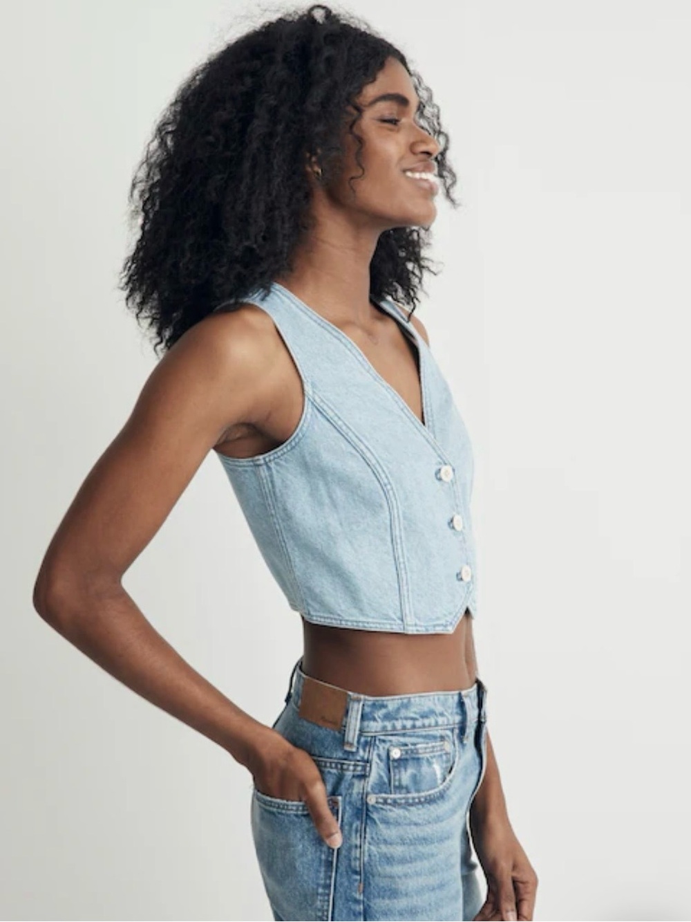 NEW Madewell Cotton-Hemp Denim Katrina Crop Vest Top Size 4 NWT